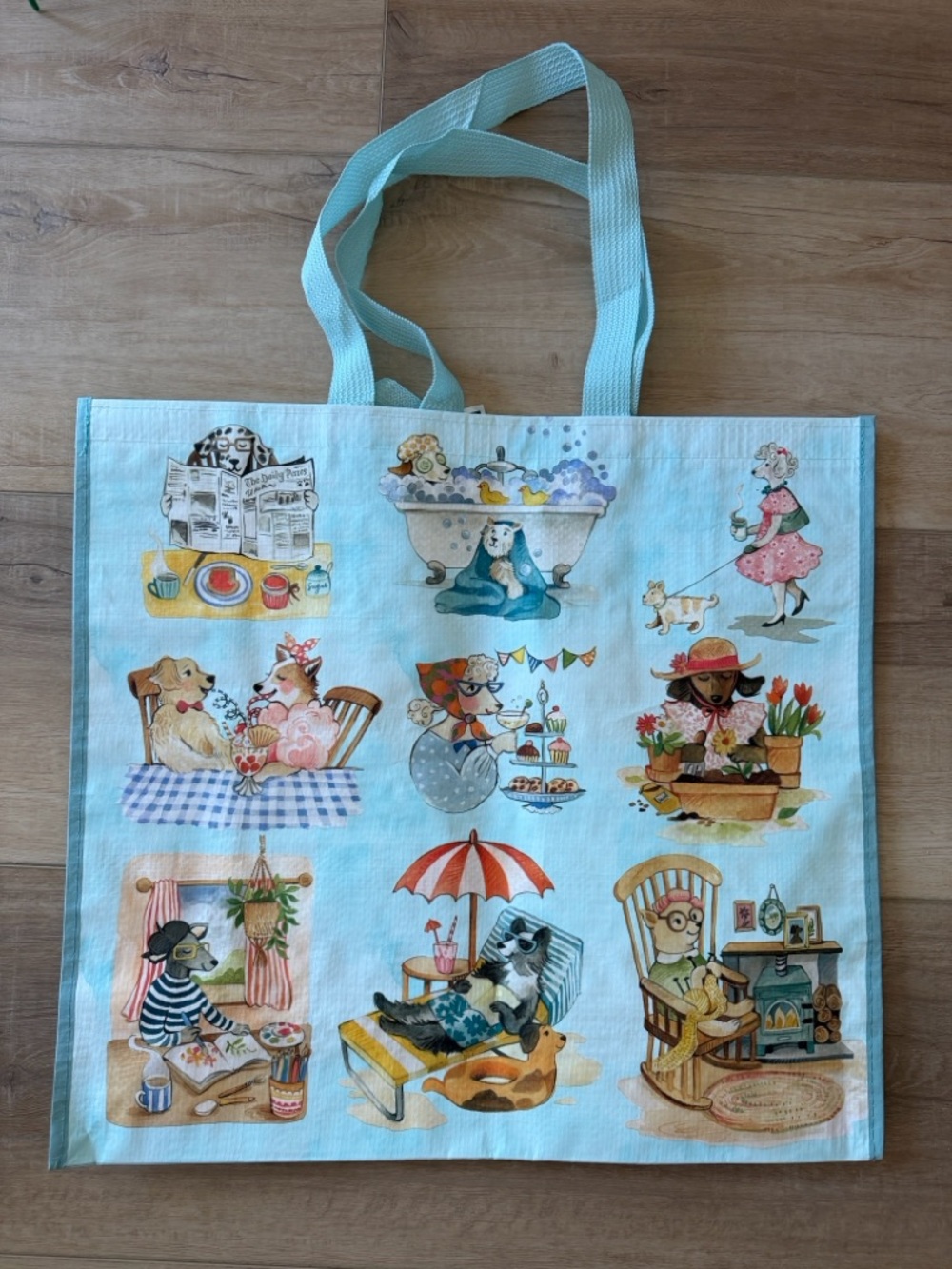 Dog print reusable tote bag